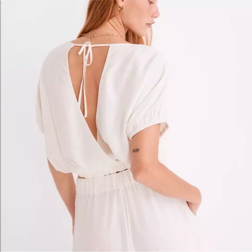 Madewell linen open back crop top